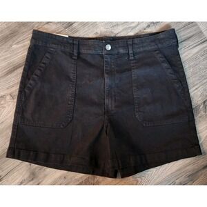 Wonderly High-Rise Short Women's Size 14 Black Denim 4" Slash pocket Shorts
